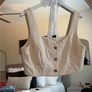 Vici Cream Buttoned Crop Top